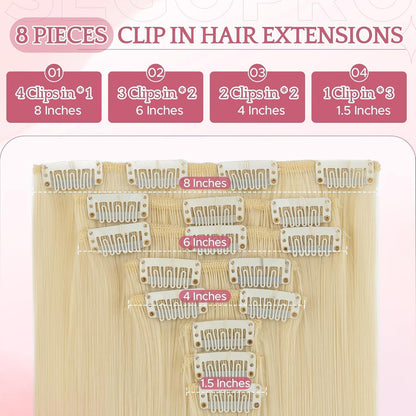 18 Zoll Clip-in Haarverlängerung Gerade #613 Bleichblond