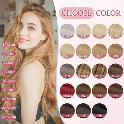 26 Zoll Clip-in Haarverlängerung Gerade Highlights Hellbraun & Blond
