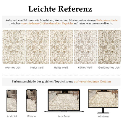 Vintage Teppich Hellbraun 300x400cm Waschbar – Wohnzimmerteppich