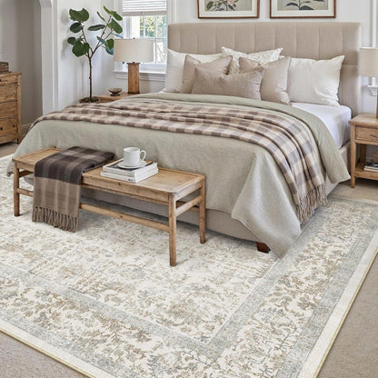 Vintage Teppich Taupe 300x400cm Waschbar Wohnzimmer Teppich