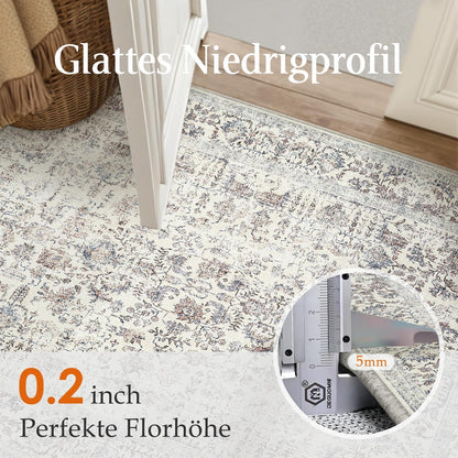 Vintage Teppich Taupe 300x400cm Waschbar Wohnzimmer Teppich