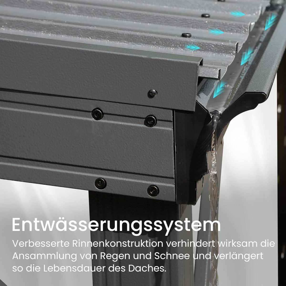 Wandmontierter Pavillon 3,6x6,1m – Terrassenüberdachung Grau