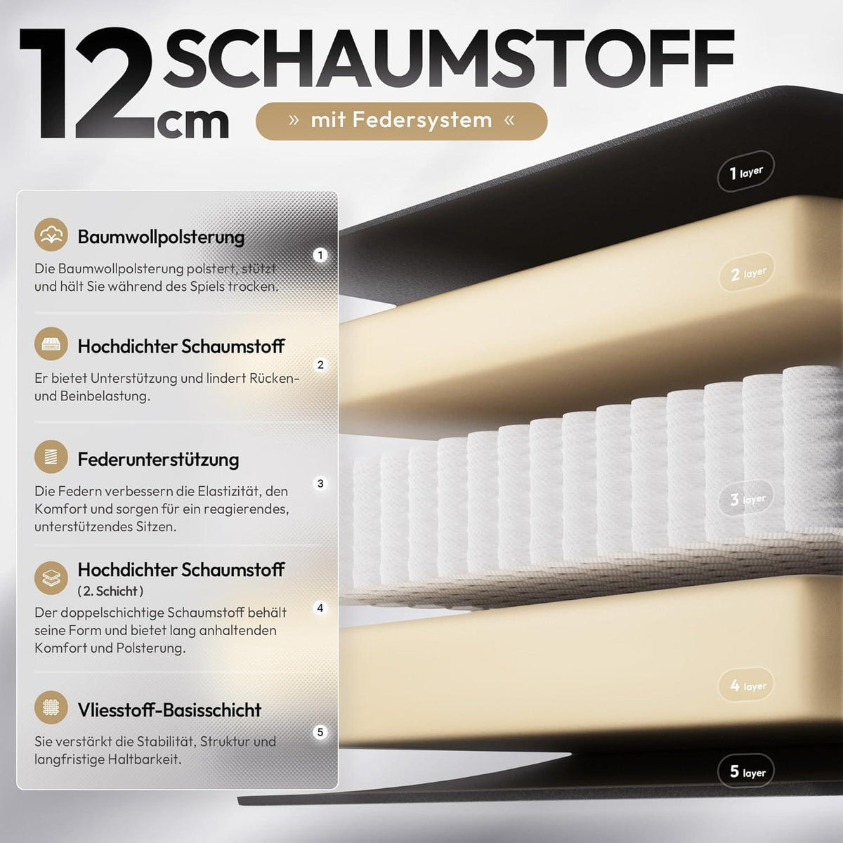 Gaming Stuhl mit Fußstütze, atmungsaktiv, Übergröße