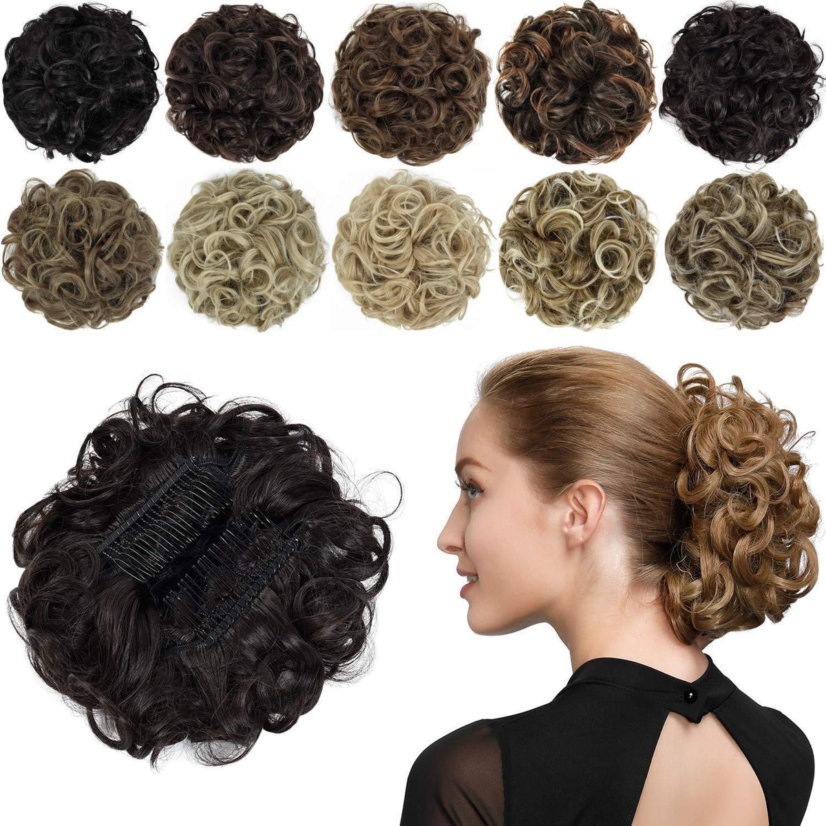Gelocktes Chignon Haarteil – Schokoladenbraun 4A#