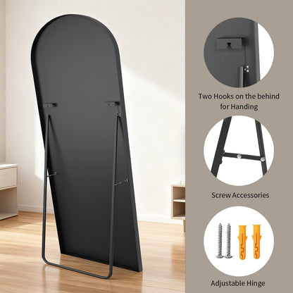 Ganzkörperspiegel Bogenförmig 165x60cm – Stand- & Wandspiegel Schwarz