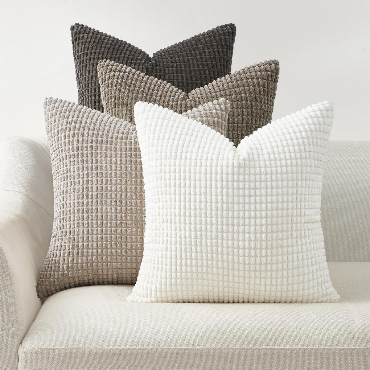 Herbst Kissenbezüge 4er-Set Boho Grau 40x40 cm