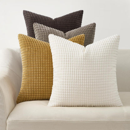Boho Kissenbezüge 4er Set, Kordsamt, 40x40 cm Braun