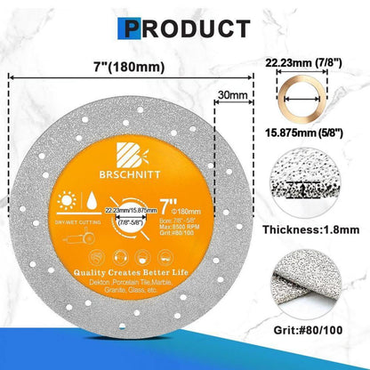 Diamant-Schleifscheibe 180mm für Stein, Fliesen, Glas (4 Stück)