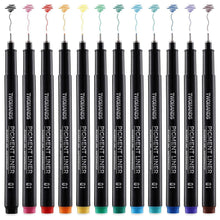 Fineliner Stift Set 12 Farben – Ultrafeine 0,25mm Spitze