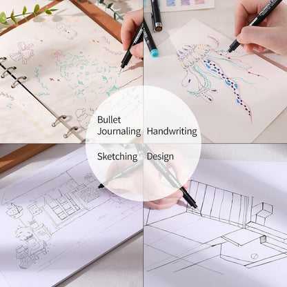 Fineliner Stift Set 12 Farben – Ultrafeine 0,25mm Spitze