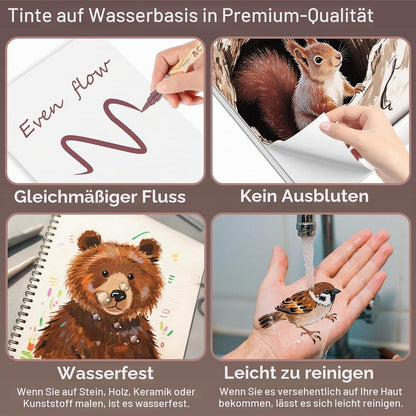 Acrylstifte Set 12 Braun | Pinselspitze für Stein, Glas & Co.