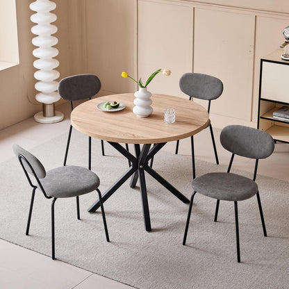 Runder Esstisch Set (100cm) mit 4 modernen Stapelstühlen