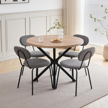 Runder Esstisch Set (100cm) mit 4 modernen Stapelstühlen