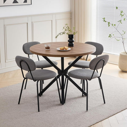 Runder Esstisch Set (100cm) mit 6 Stapelstühlen Dunkelgrau