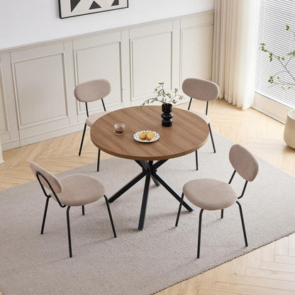 Runder Esstisch Set (100cm) mit 4 Stapelstühlen Dunkel/Khaki