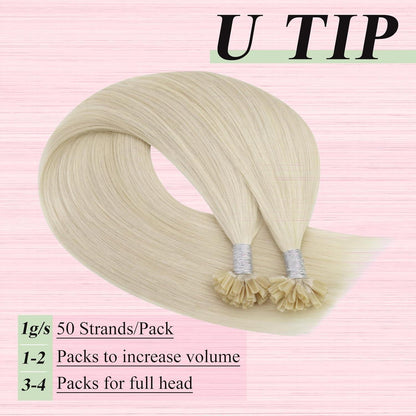 Echthaar Bonding Extensions Platinblond 55cm - U Tip