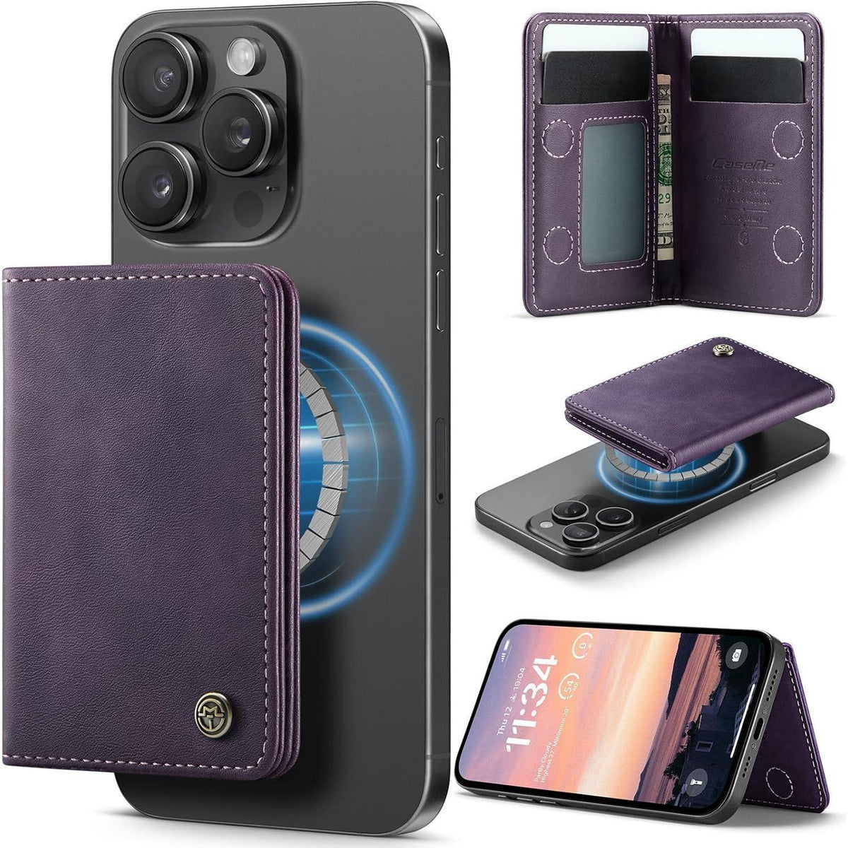 MagSafe Wallet mit RFID-Schutz, 4 Kartenfächer, Violett