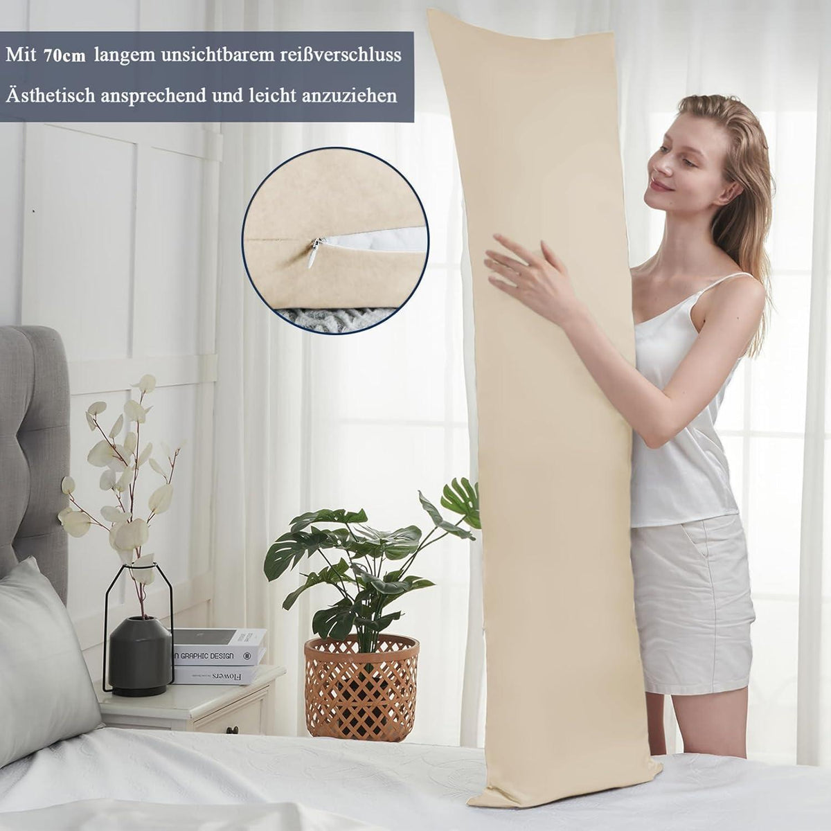 Seitenschläfer Kissenbezug 2er Set 40x145 cm – Weich & Öko-Zertifiziert