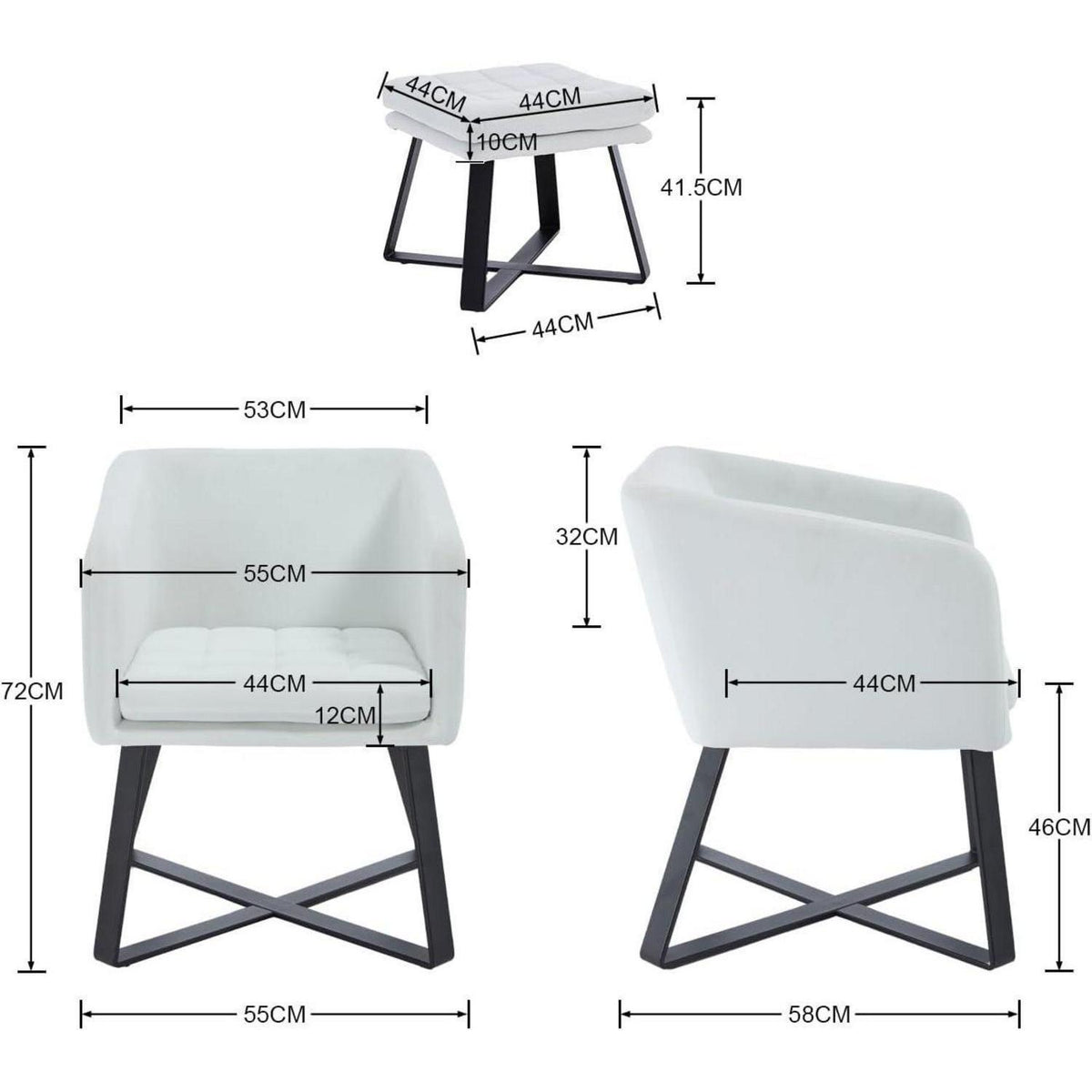 Loungesessel mit Ottomane – Beiger Samt Relaxsessel Modern