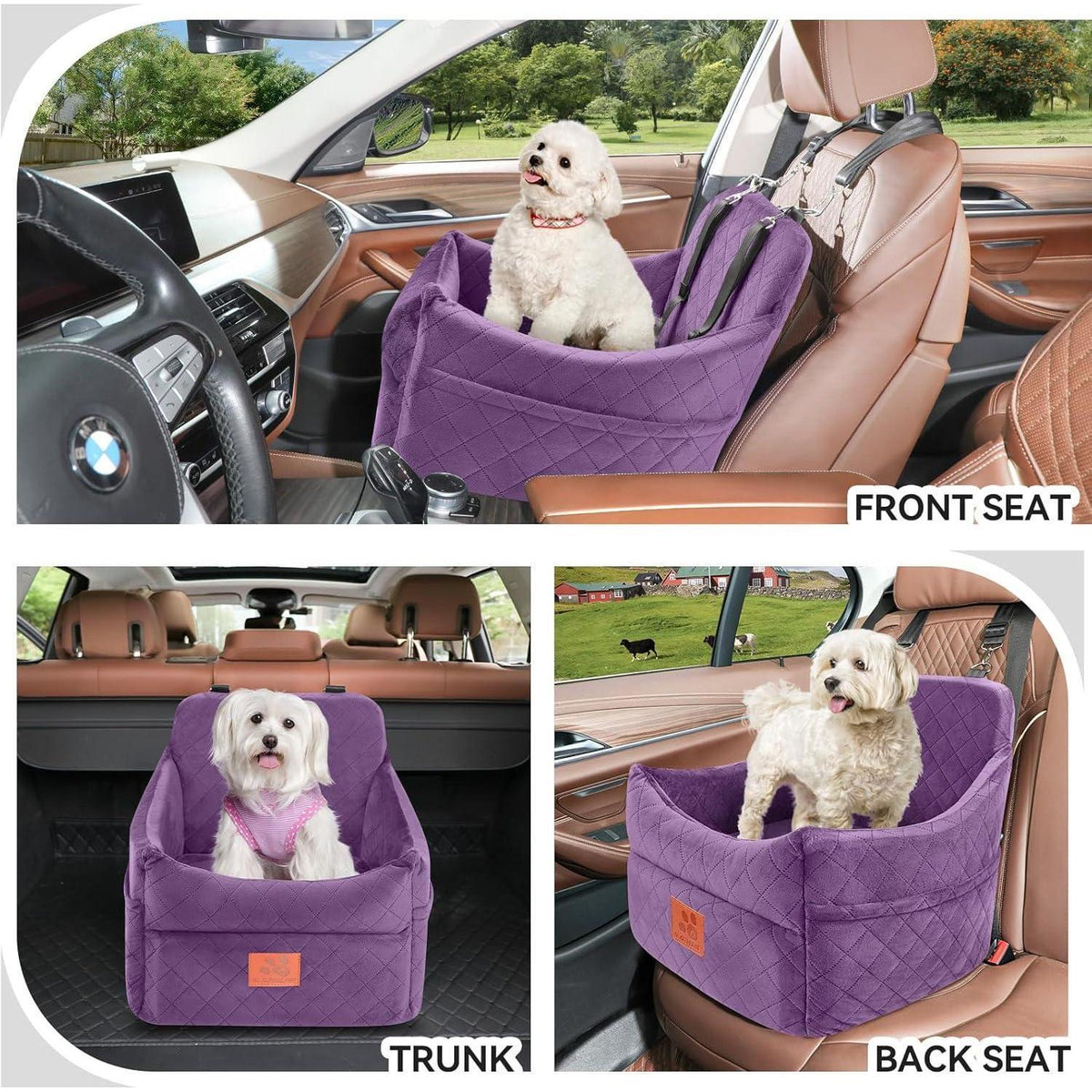 Hunde-Autositz Lila – Bequemer, Waschbarer Autositz für Kleine Hunde