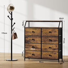 Kommode 8 Schubladen Vintagebraun mit Regal & Holzplatten