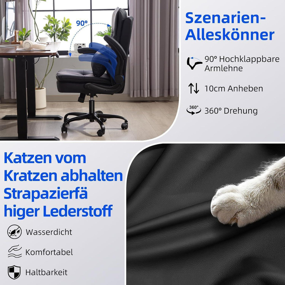 Ergonomischer Bürostuhl mit hoher Rückenlehne und Wippfunktion