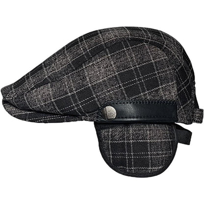 Verstellbare Herren Wintermütze mit Ohrenklappen – Schwarz