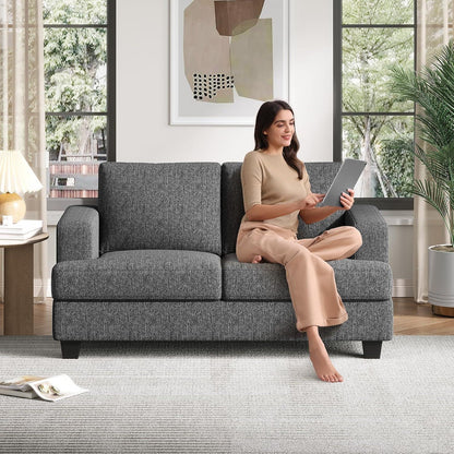 Kleines 2-Sitzer Sofa Grau – Modernes Wohnzimmer Sofa mit Leinenstoff