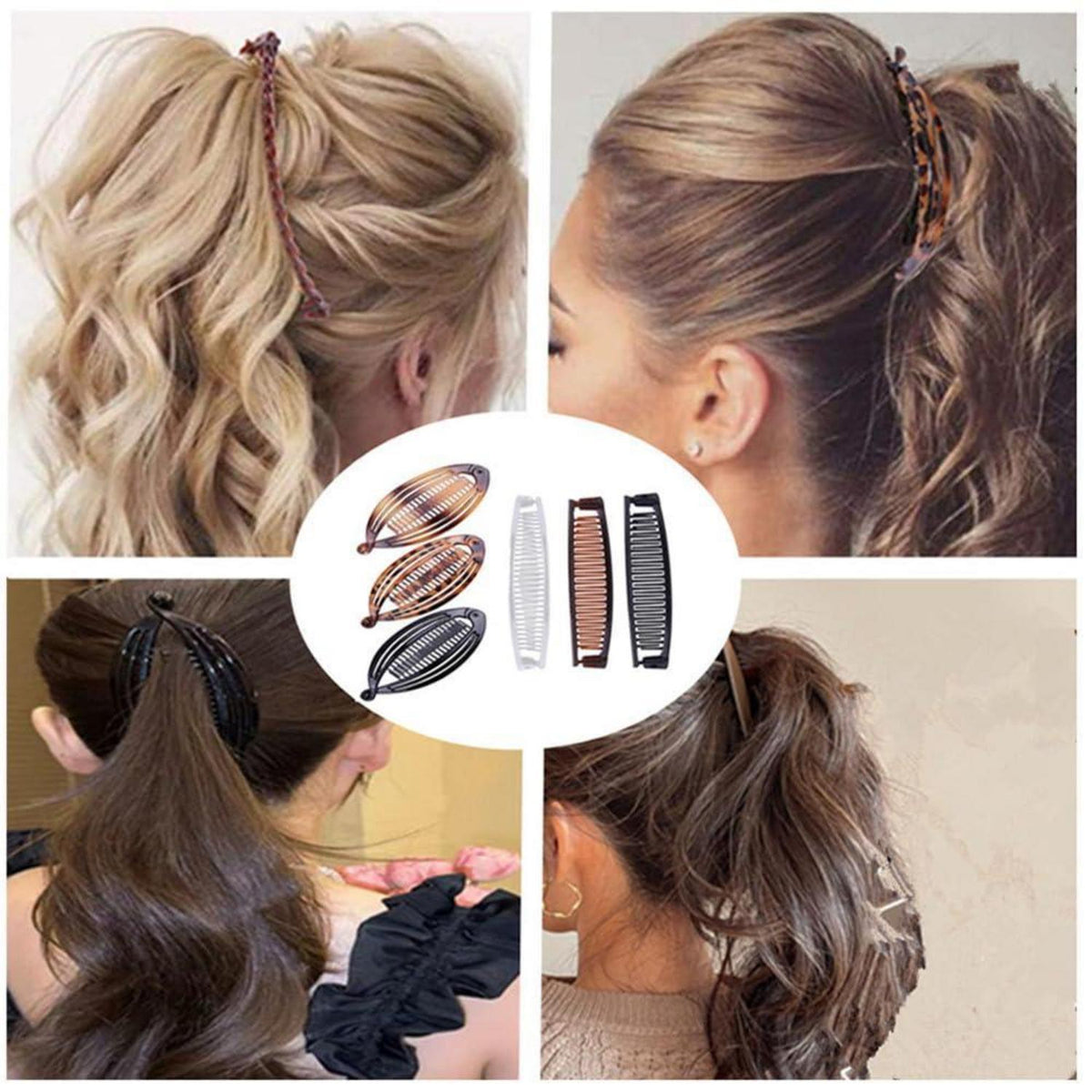 6x Bananen-Haarspangen Set | Ponytail-Kralle für Frauen & Mädchen