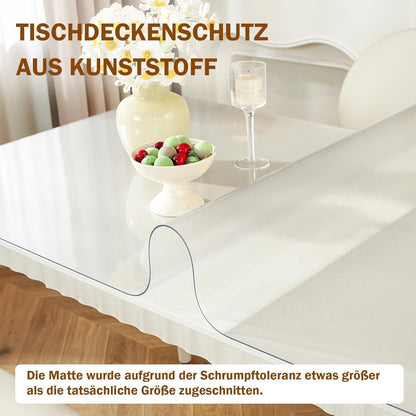 Royhom Tischfolie Transparent 100x180 cm – Mattiert & Blasenfrei