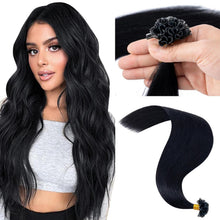 Echthaar Extensions Bondings Schwarz 50cm - 50 Strähnen