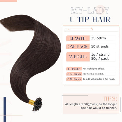 Echthaar Extensions Bondings Dunkelbraun 55cm - 50g