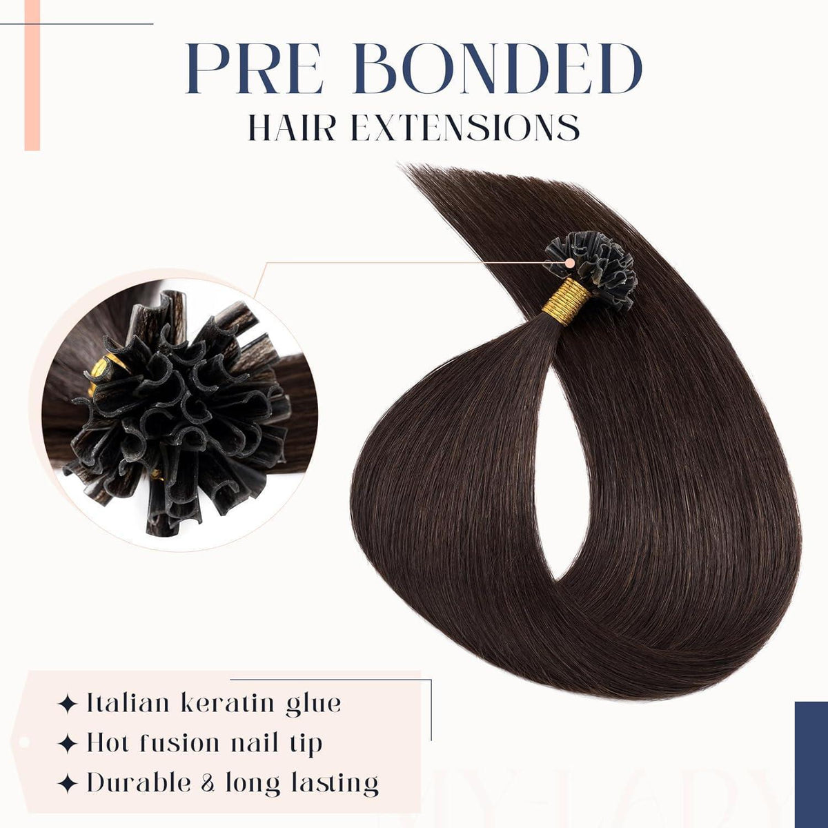 Echthaar Extensions Bondings Dunkelbraun 55cm - 50g