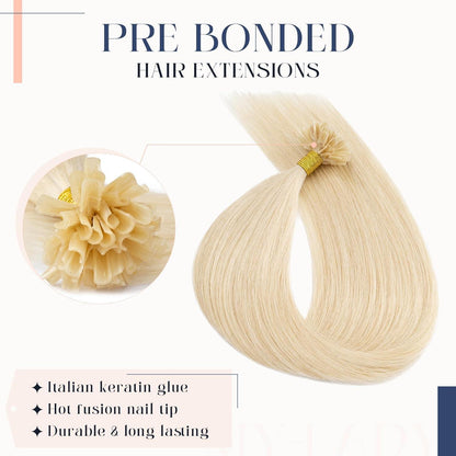 Echthaar Extensions Bondings Platinblond 60cm - Remy U-Tip