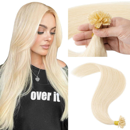 Echthaar Extensions Bondings Platinblond 55cm - Remy Haarverlängerung