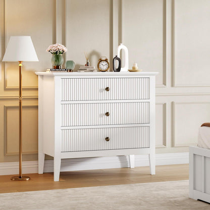 Weiße Kommode mit 3 Schubladen – 80cm breit, Schlafzimmer Möbel