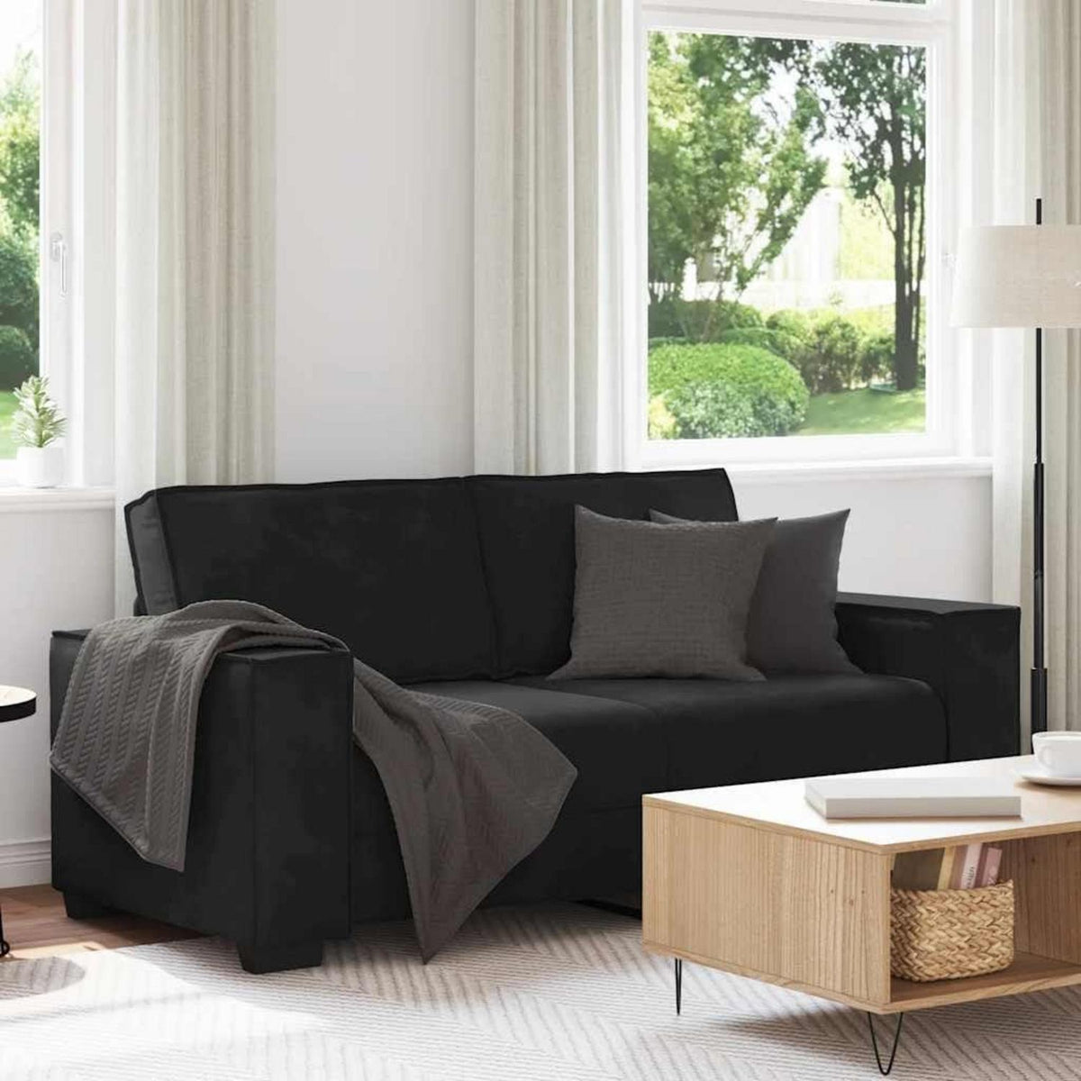 2-Sitzer Sofa Schwarz Samt – Komfortable Polstercouch 140cm