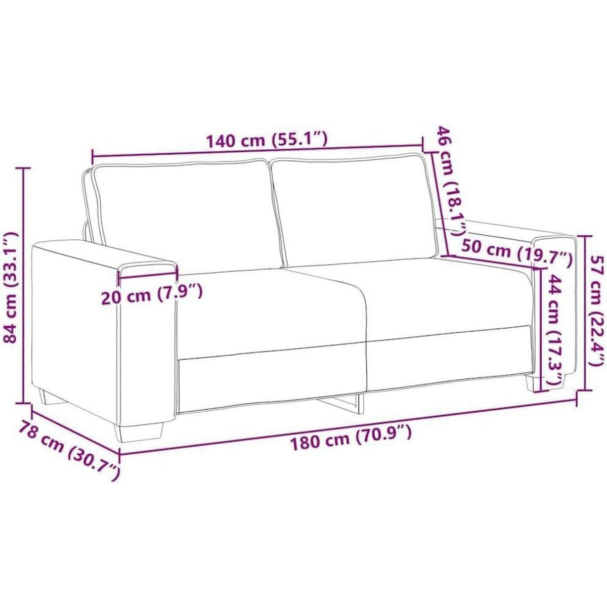 2-Sitzer Sofa Schwarz Samt – Komfortable Polstercouch 140cm