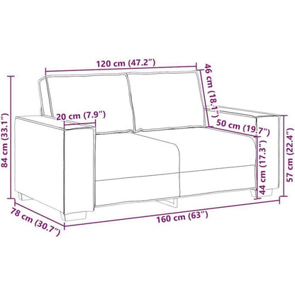2-Sitzer Sofa Braun, Samt, 120cm – Komfortable Polstercouch