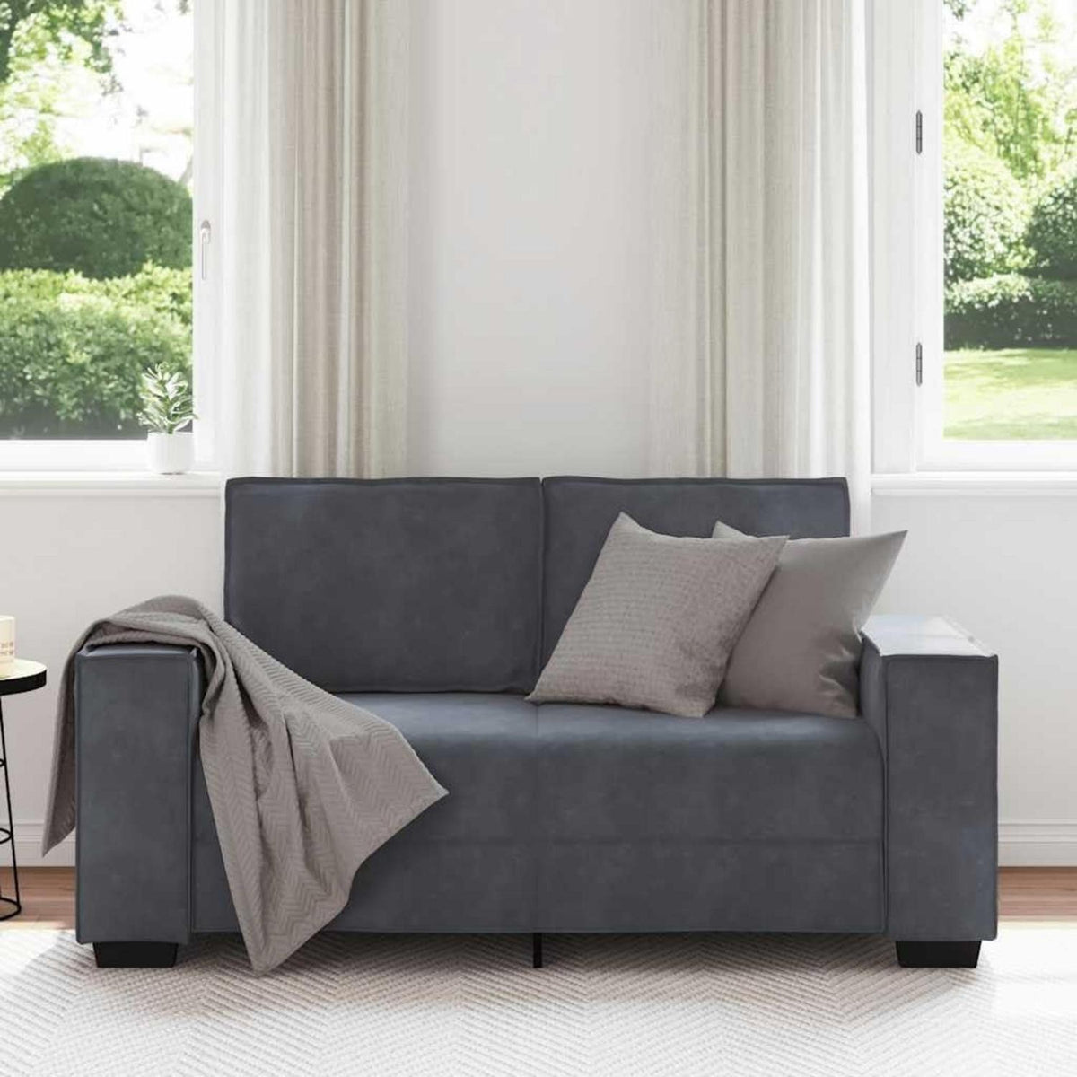 2-Sitzer Sofa Dunkelgrau Samt – Komfortable Polstercouch
