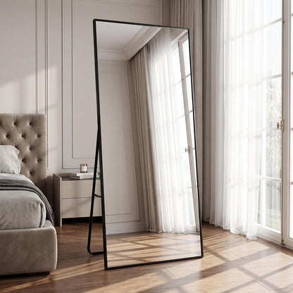 Großer Ganzkörperspiegel 200x90 cm – Steh- & Wandspiegel Schwarz