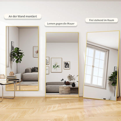 Großer Standspiegel 171x76cm | Ganzkörperspiegel mit Ständer & HD Glas