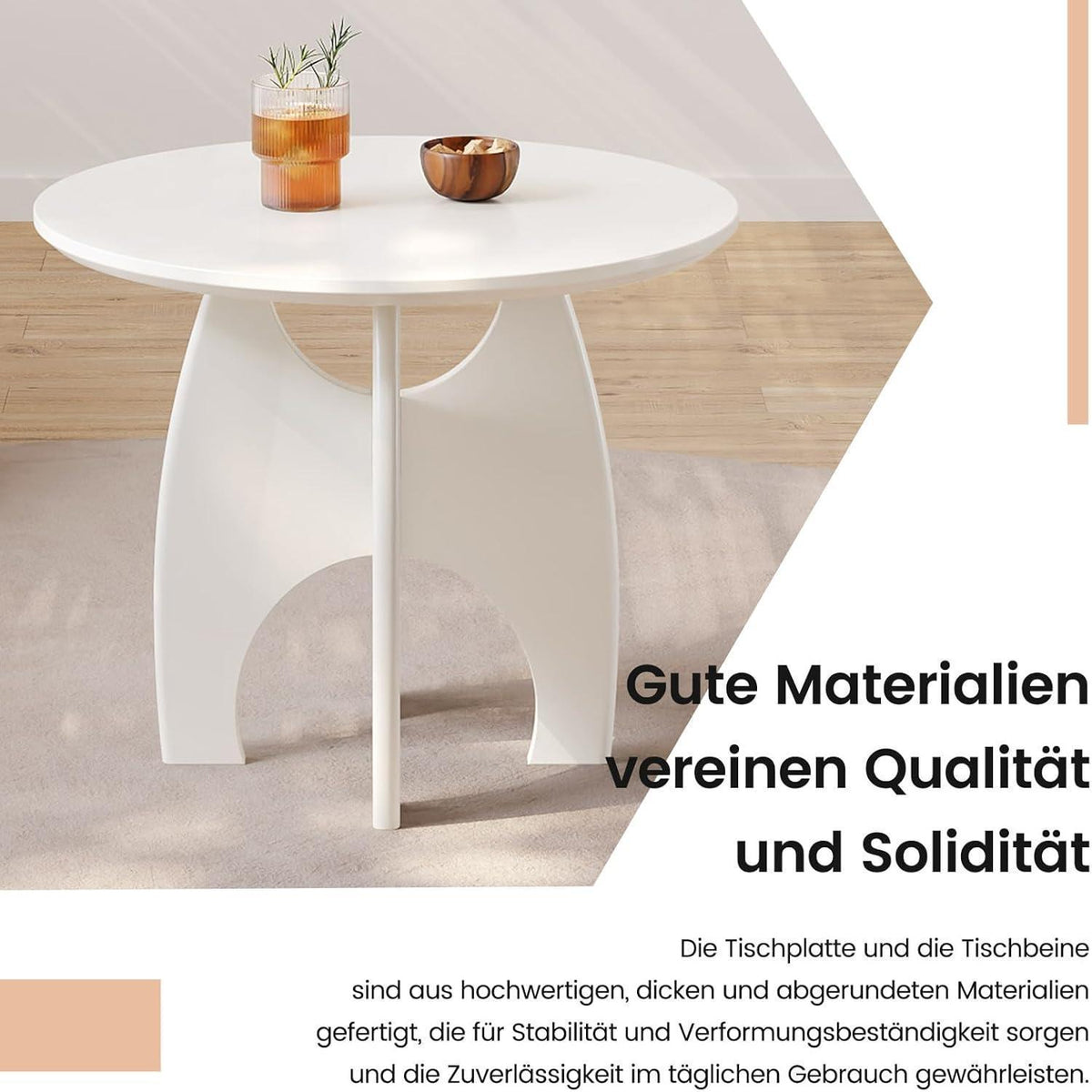 Cremeweißer Beistelltisch – Moderner Sofa- & Side-Tisch