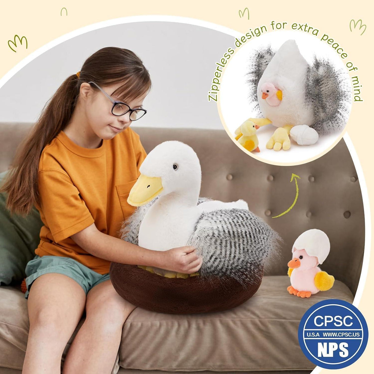 XXL Kuscheltier Ente mit Babys – Plüschtier Geschenk für Kinder
