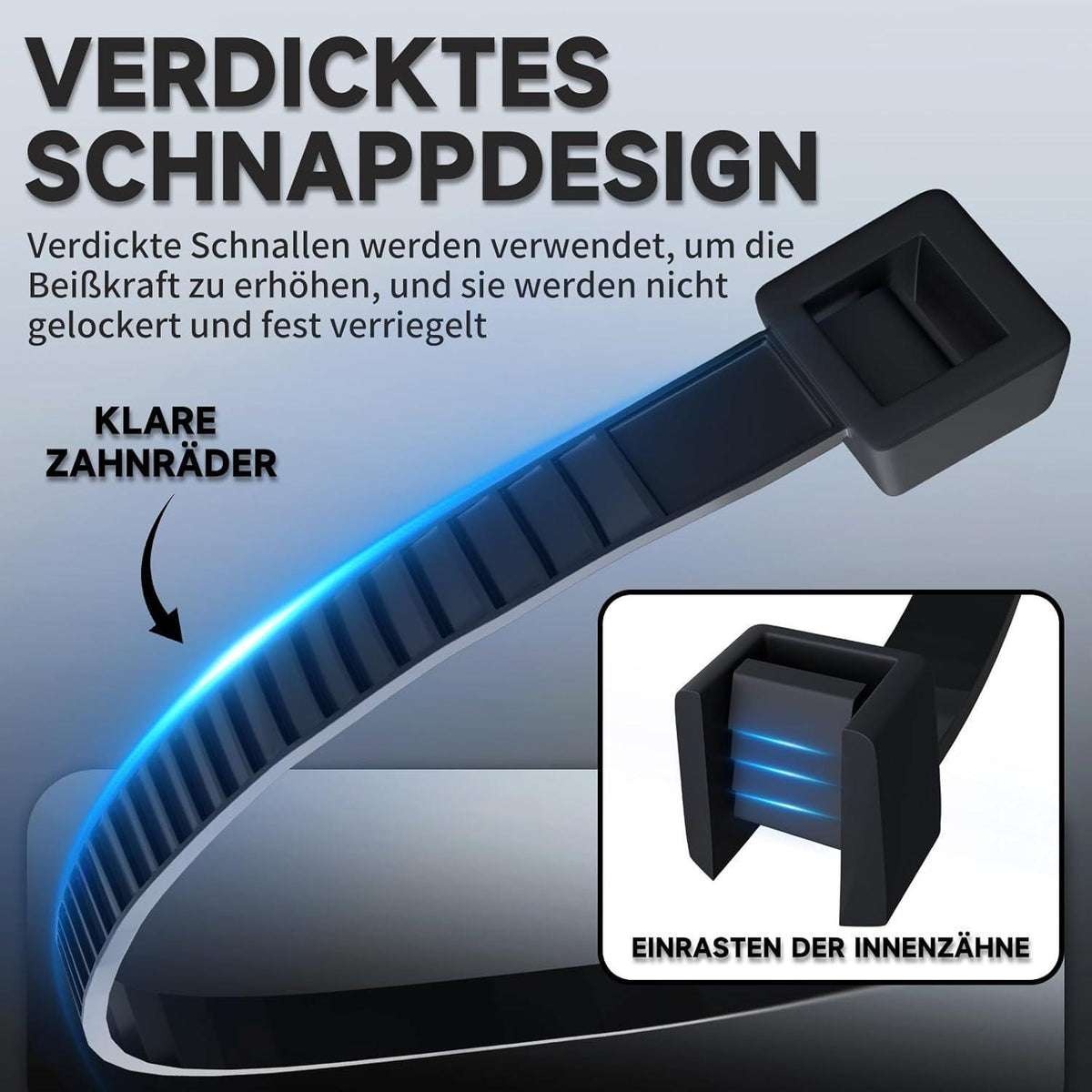 1000x Kabelbinder 4,8mm x 300mm – UV-Beständig & Stark
