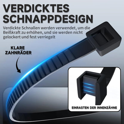 1000x Kabelbinder 4,8mm x 300mm – UV-Beständig & Stark