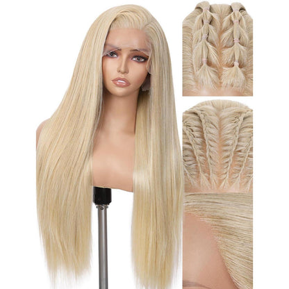 Blonde Synthetische Spitze Frontperücke 28 Zoll Gerade Perücke