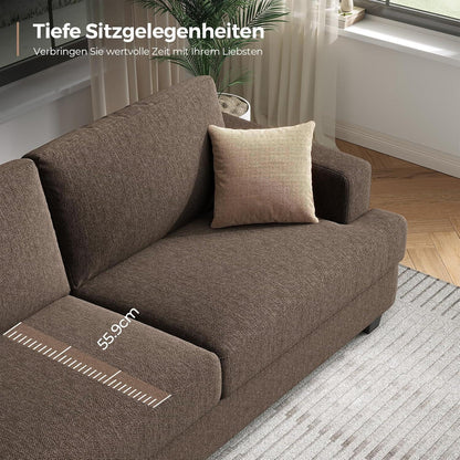 Großes 2-Sitzer Sofa mit Leinenstoff & Tiefsitz