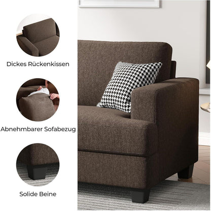 Großes 2-Sitzer Sofa mit Leinenstoff & Tiefsitz