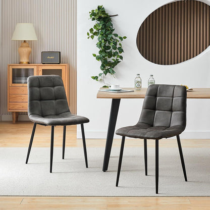 Esszimmerstühle Grau 6er Set Gepolstert in Lederoptik